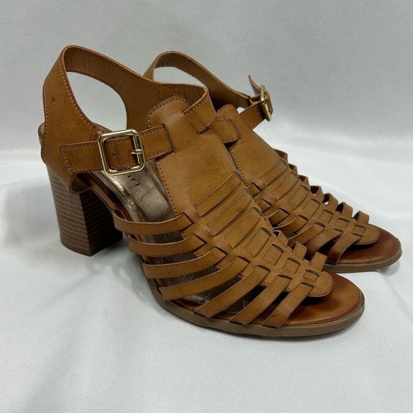 Madden Girl | Gladiator Strappy Heeled Sandals Brown Tan Women’s Size 8.5 - Picture 1 of 11